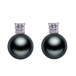 Black Freshwater Pearl & Sterling Silver Stud Earrings